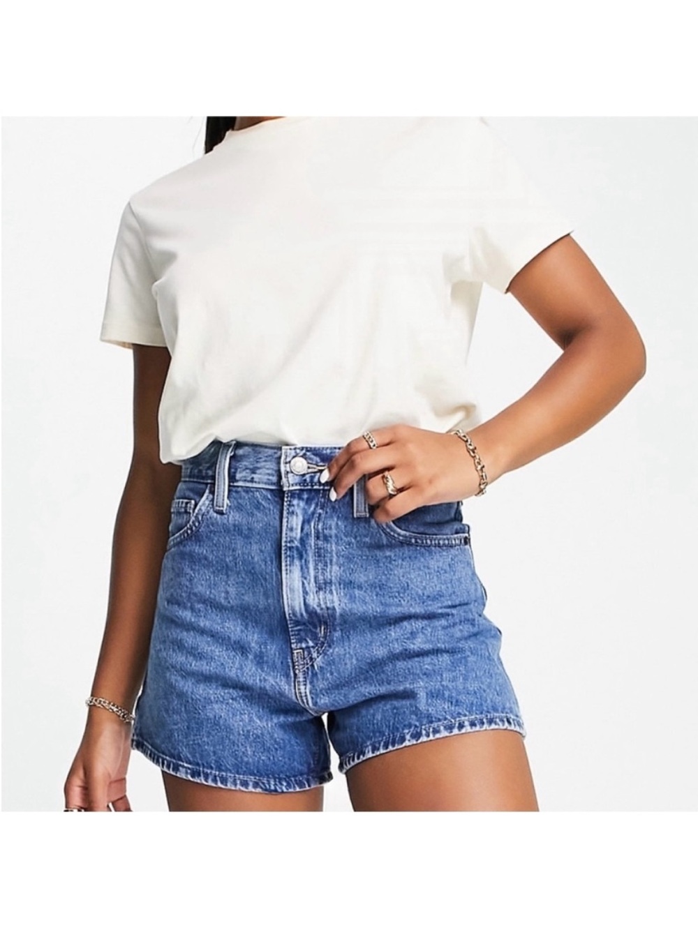 Levi's Blue High-Rise Jean Shorts